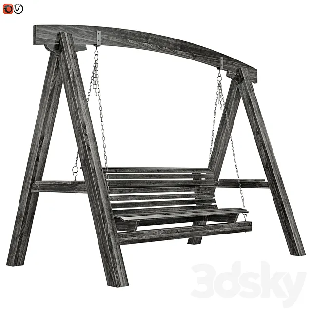 Garden swing made of wood 3D Model