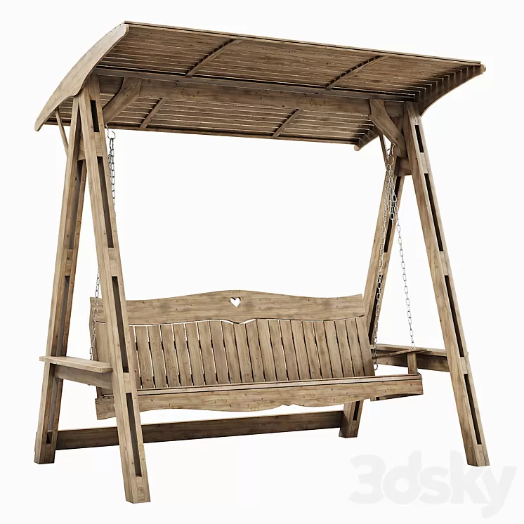 Garden swing made of wood 3D Model Garden swing made of wood 3D Model