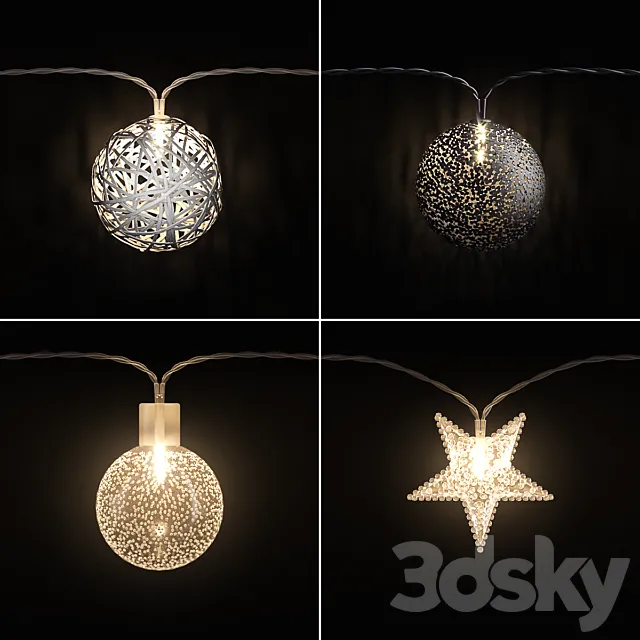 Garland lights set 3 3DModel Garland lights set 3 3DModel
