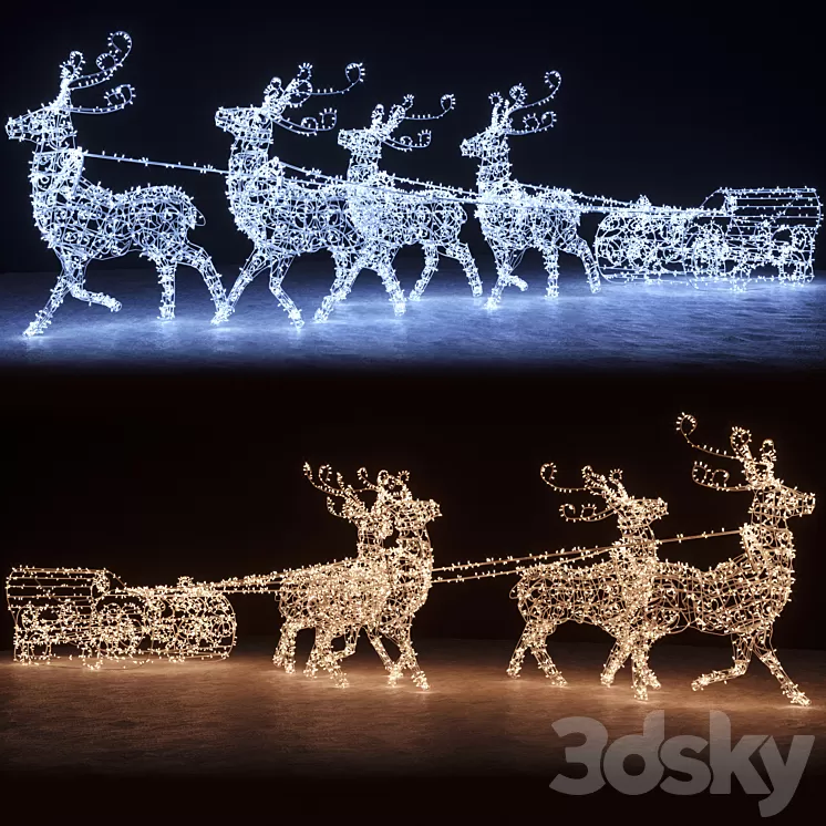 Garland with reindeer from garlands 3D Model Free Download