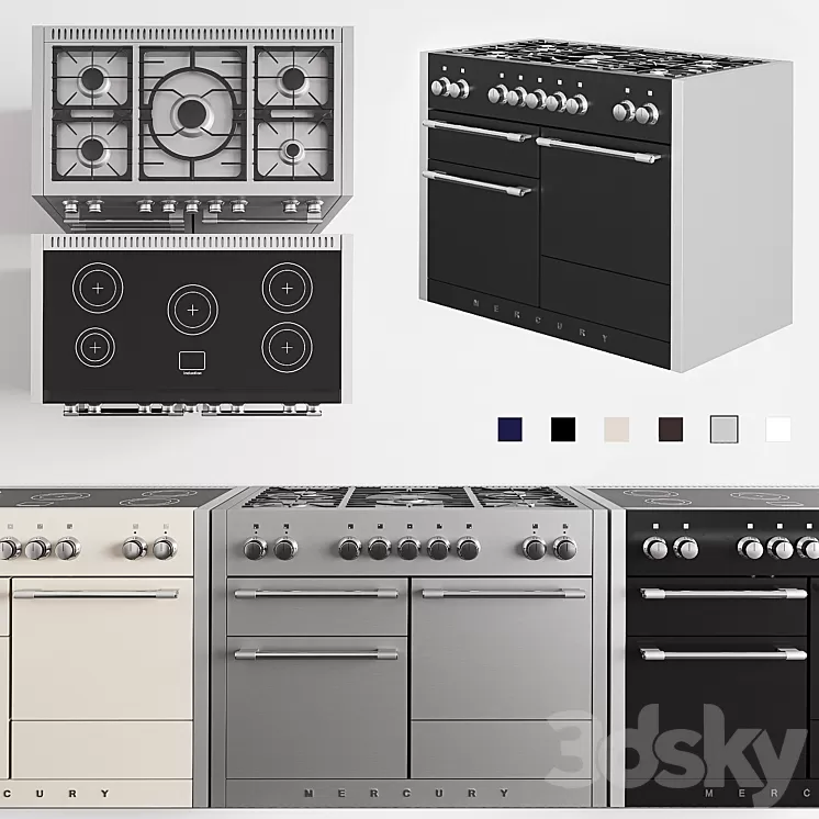 Gas and electric stove AGA Mercury 3D Model Gas and electric stove AGA Mercury 3D Model