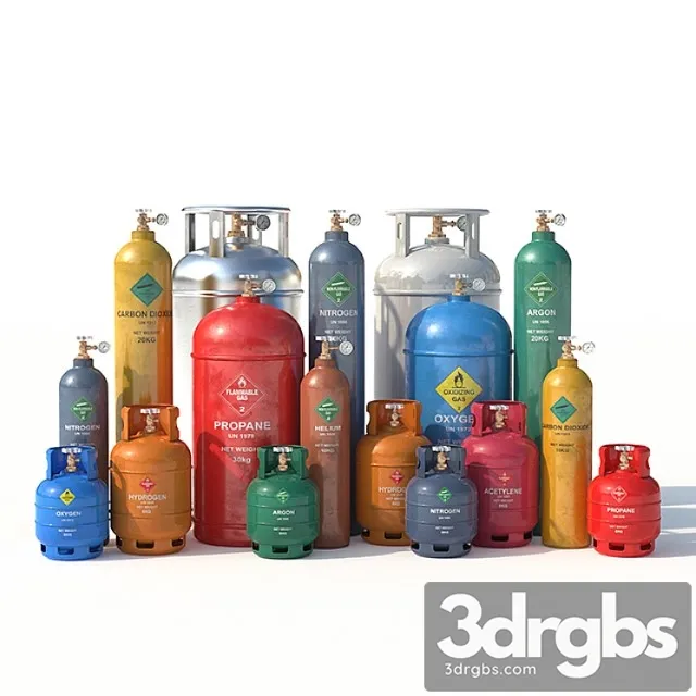 Gas cylinders 3D Model Download