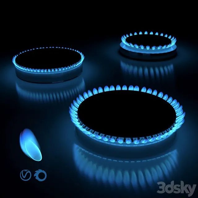 Gas hob flame 3D Model