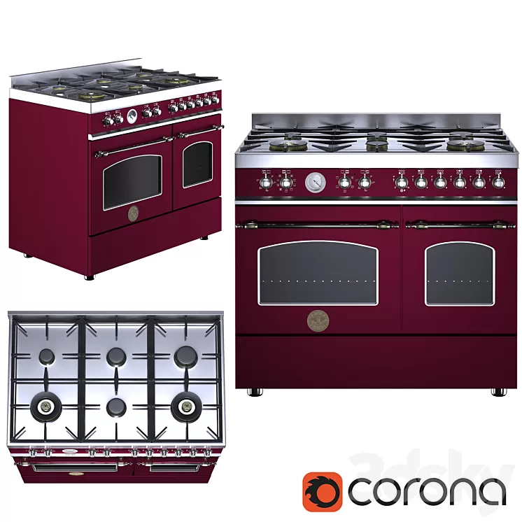 Gas stove HERITAGE-HER100-6-MFE-D-Bertazzoni-268928 3D Model