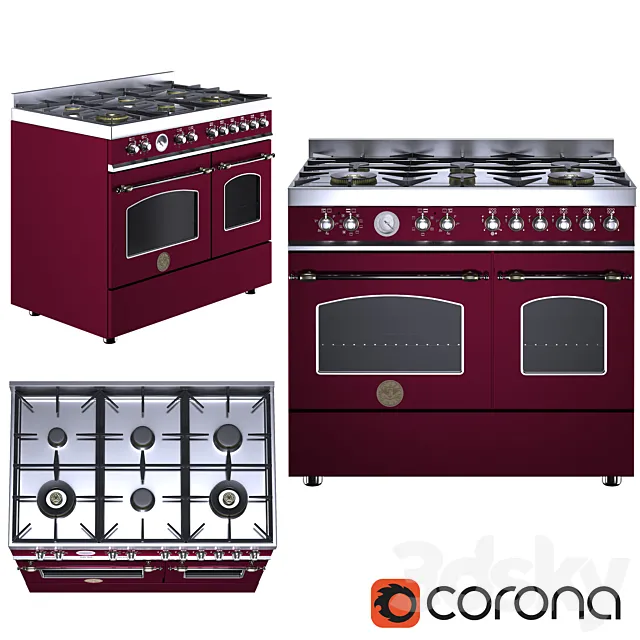 Gas stove HERITAGE-HER100-6-MFE-D-Bertazzoni-268928 3DModel