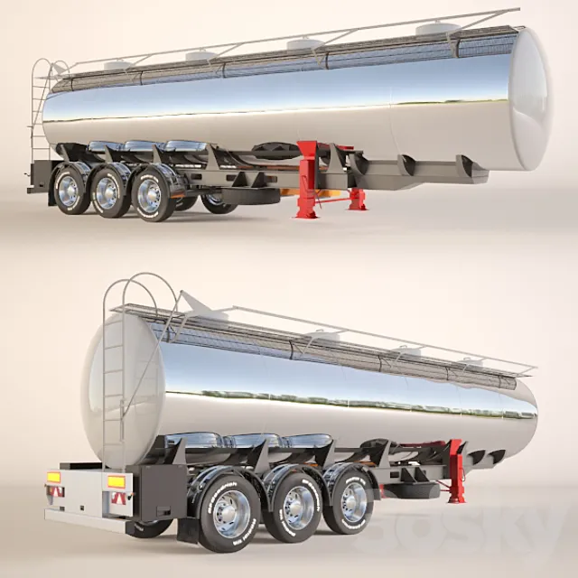 Gasoline Fuel Tanker Trailer – Semitrailer tank for fuel transportation 3DModel