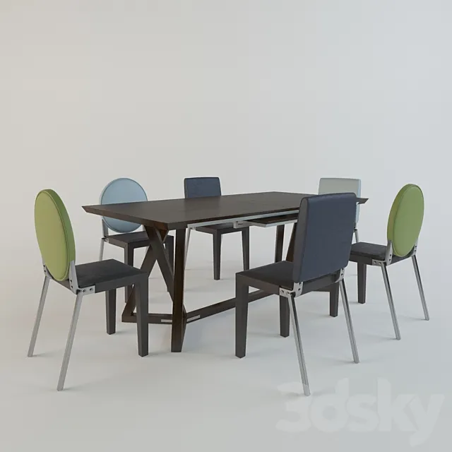 Gautier table + Adulis chair 3D Model Gautier table + Adulis chair 3D Model