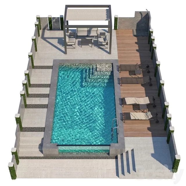 Gazebo and Swimming Pool #5 3D Model