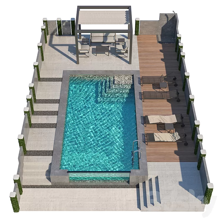 Gazebo and Swimming Pool # 5 3D Model Gazebo and Swimming Pool # 5 3D Model
