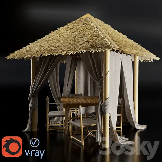 Gazebo of bamboo 3D Model