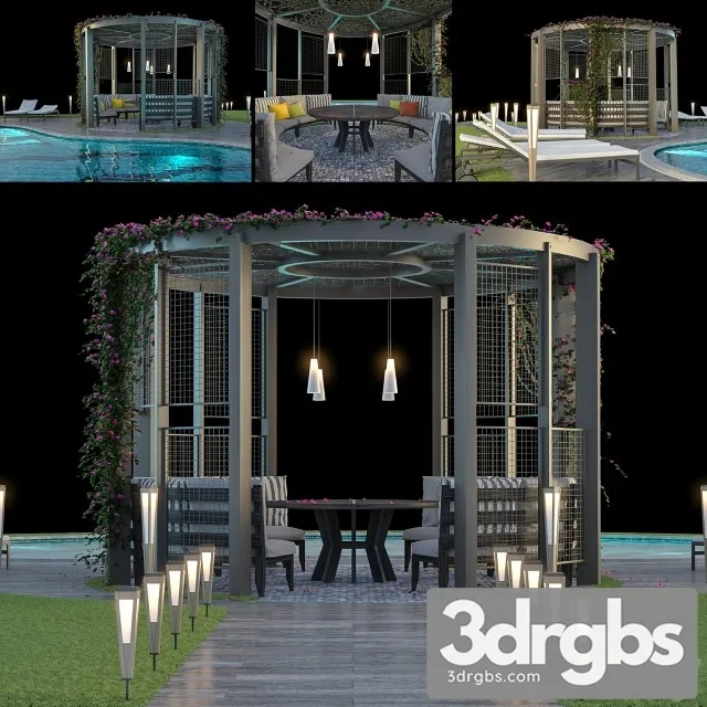 Gazebo Swimming Pool 6 3D Model Download