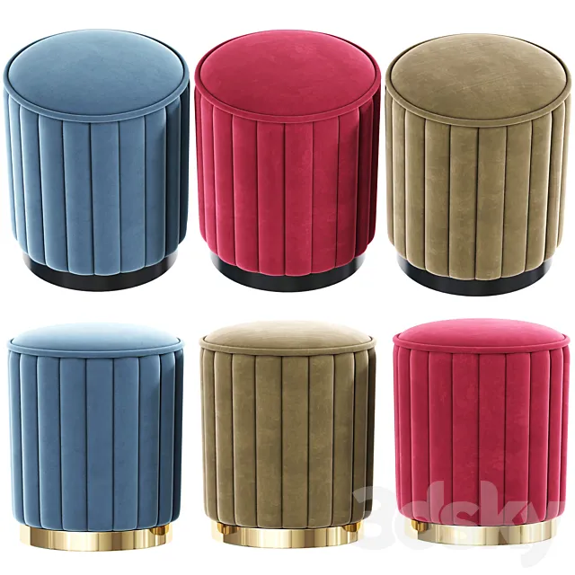 GE & YOBBY Round Fabric Ottoman 3D Model GE & YOBBY Round Fabric Ottoman 3D Model