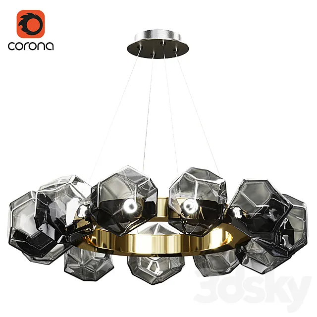 Gem Radial Ring Chandelier 3DModel