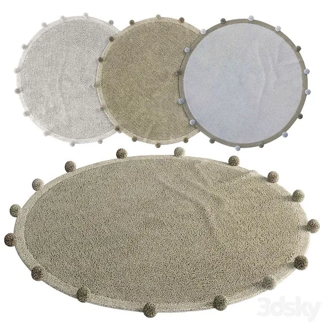 Gentle Pom Pom Rug by Lorena Canals 3D Model