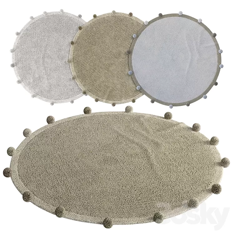 Gentle pom-pom rug by Lorena Canals 3D Model Free Download
