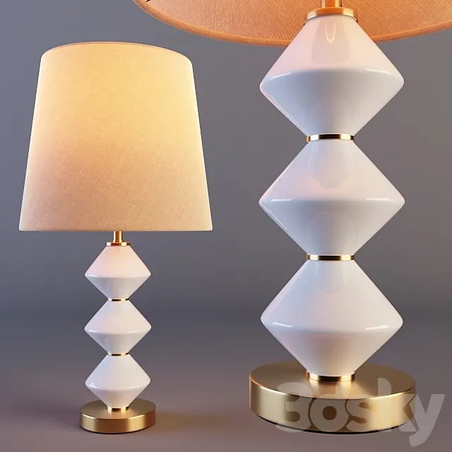 Geo Milk Glass And Gold Zoey Table Lamp Base 3D Model Geo Milk Glass And Gold Zoey Table Lamp Base 3D Model