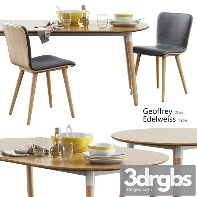 geoffrey chair + edelweiss table 3D Model Download geoffrey chair + edelweiss table 3D Model Download