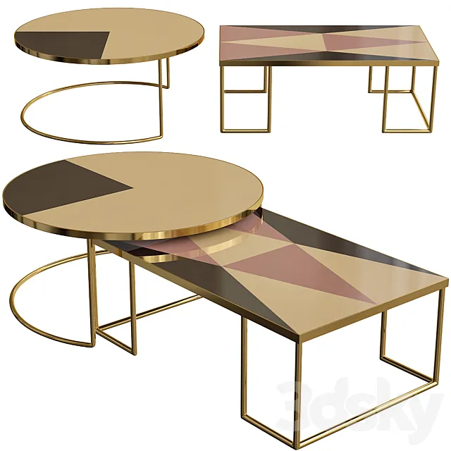 Geometric Bronze Coffee Table 3DModel