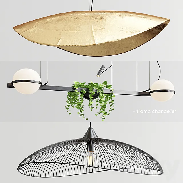 Gervasoni Vibia Kasteli Chandelier – 3 type 3D Model Gervasoni Vibia Kasteli Chandelier – 3 type 3D Model