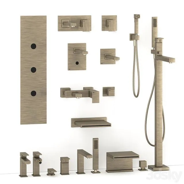 Gessi rettangolo bathroom mixer collection 3D Model