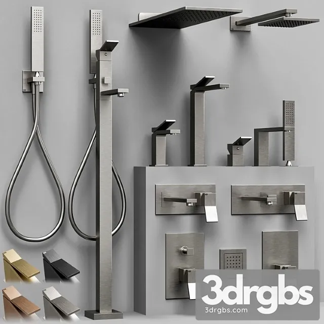 Gessi Rettangolo K Bathroom Faucet Set 3D Model Download