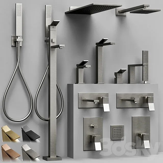 Gessi Rettangolo K bathroom faucet set 3D Model
