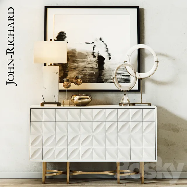 Ghost White Credenza by John Richard 3D Model Ghost White Credenza by John Richard 3D Model
