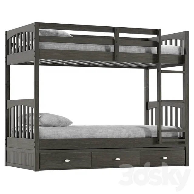 Giancola 3 Drawer Solid Wood Standard Bunk Bed 3D Model Giancola 3 Drawer Solid Wood Standard Bunk Bed 3D Model