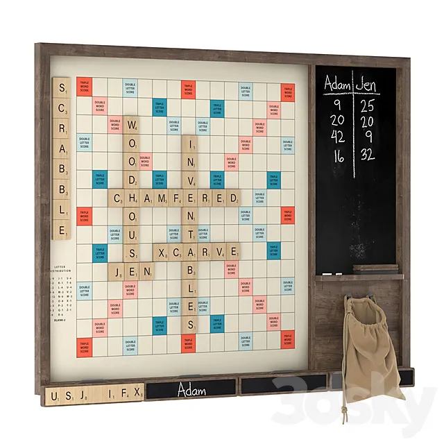 Giant wall scrabble 3D Model Giant wall scrabble 3D Model