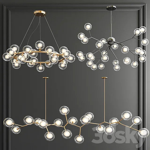 Giffin Minosi Bubbles Chandelier – 3 type 3D Model Giffin Minosi Bubbles Chandelier – 3 type 3D Model