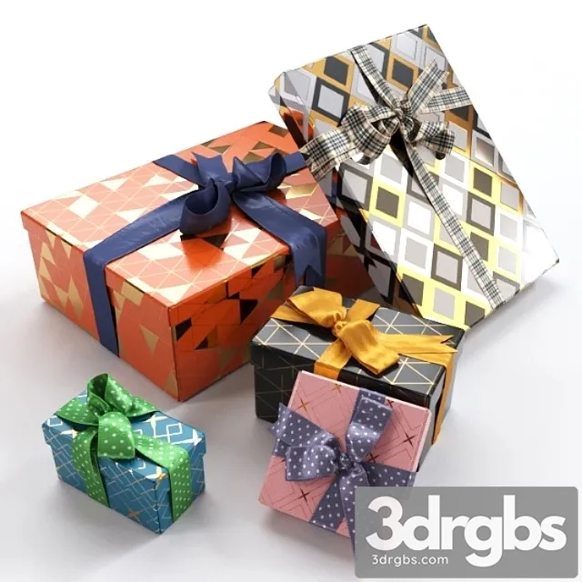 Gift boxes with bows part 4 3D Model Download