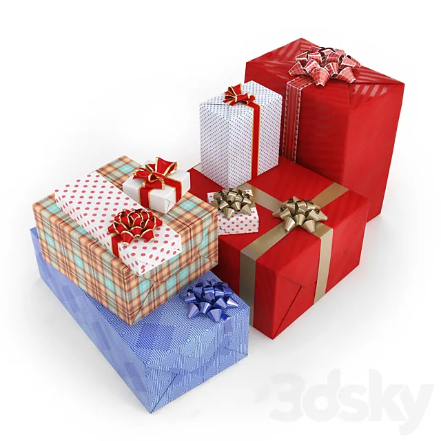 Gifts in boxes 3D Model