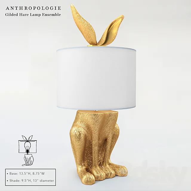 Gilded Hare Lamp Ensemble 3DModel Gilded Hare Lamp Ensemble 3DModel