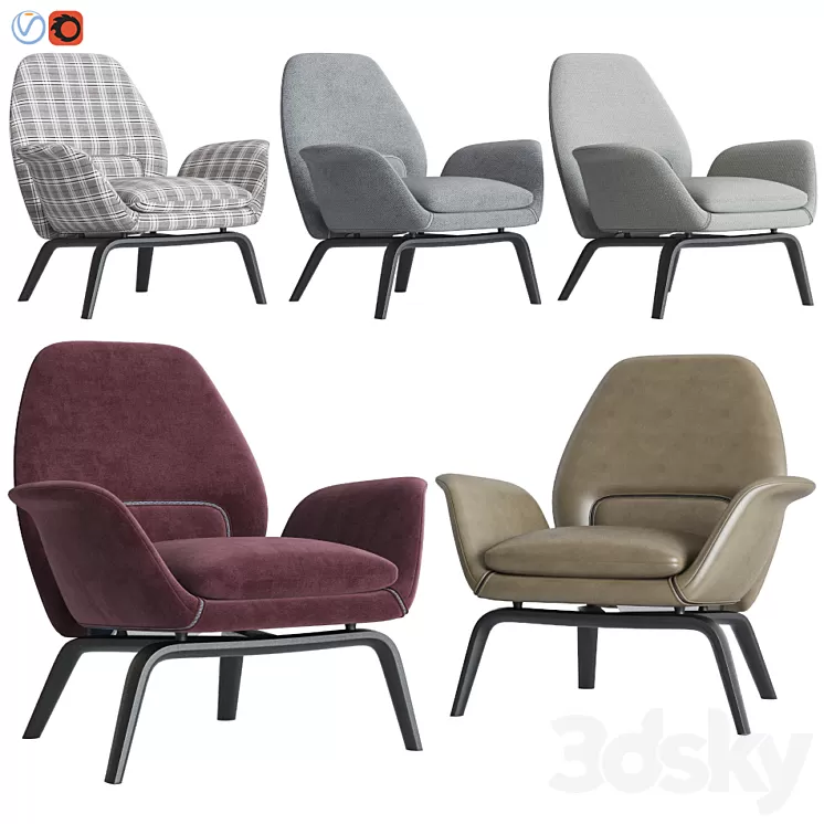 Gilliam Armchair Minotti 3D Model