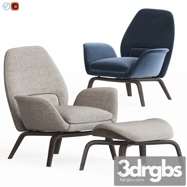 Gilliam armchair & ottoman set by minotti 3D Model Download Gilliam armchair & ottoman set by minotti 3D Model Download