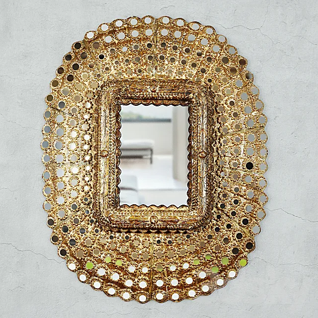 Gilt Wood Moorish Peacock Mirror 3D Model