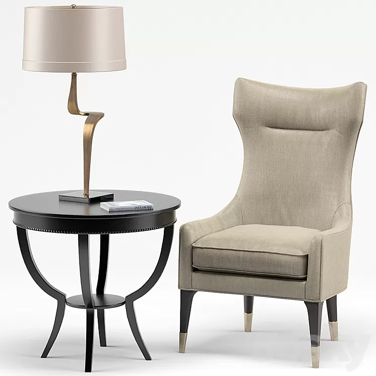 Gina Chair Thad Lamp Scheffield Round End Table 3D Model Gina Chair Thad Lamp Scheffield Round End Table 3D Model
