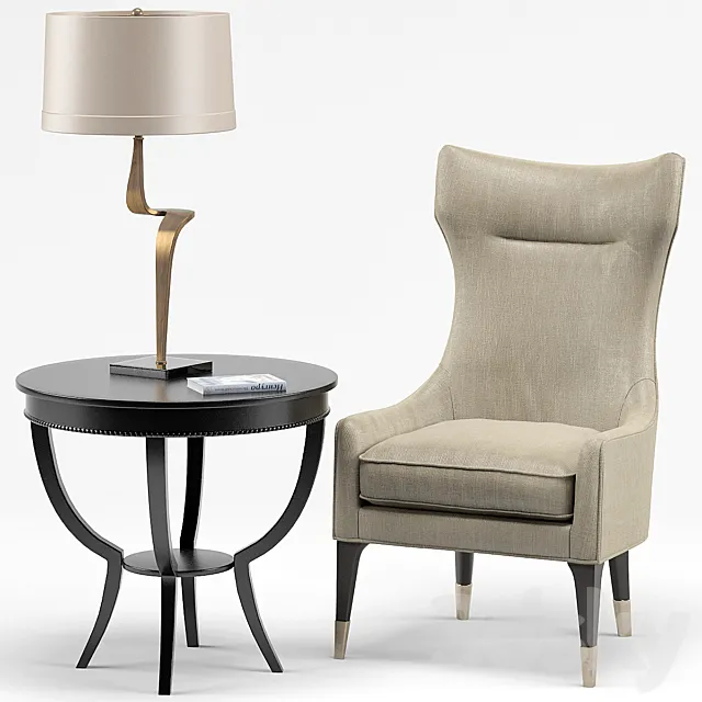 Gina Chair. Thad Lamp. Scheffield Round End Table 3DModel