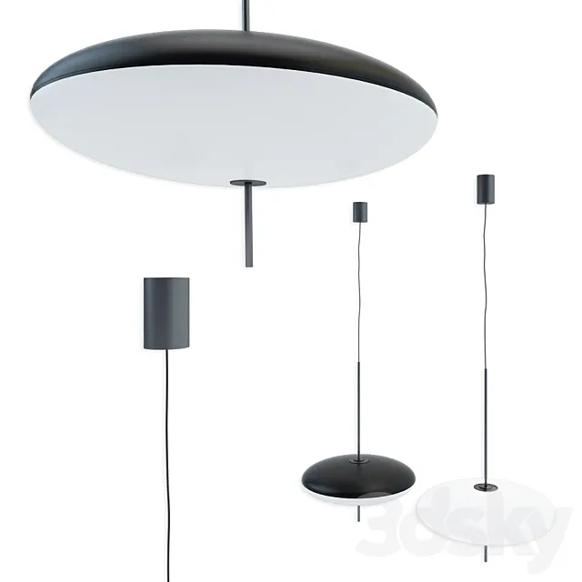 Gino Sarfatti Model No. 2065 Ceiling Light in Black and White 3D Model