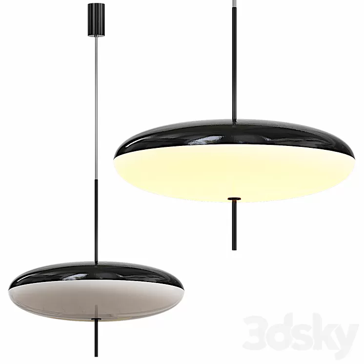 Gino Sarfatti Model No. 2065 Ceiling Light in Black and White 3D Model Free Download
