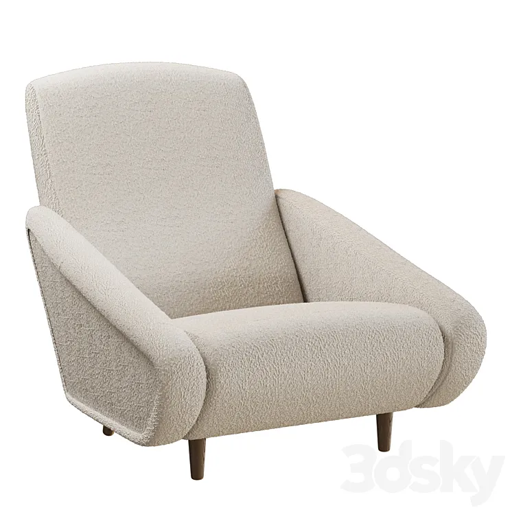 Gio Ponti 807 Style Pair of Armchairs in Wool 3D Model Free Download