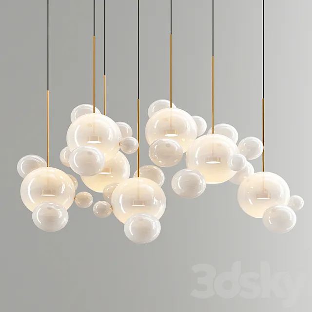 Giopato & Coombes Bolle Chandelier 34 Bubbles – White Glass 3DModel Giopato & Coombes Bolle Chandelier 34 Bubbles – White Glass 3DModel