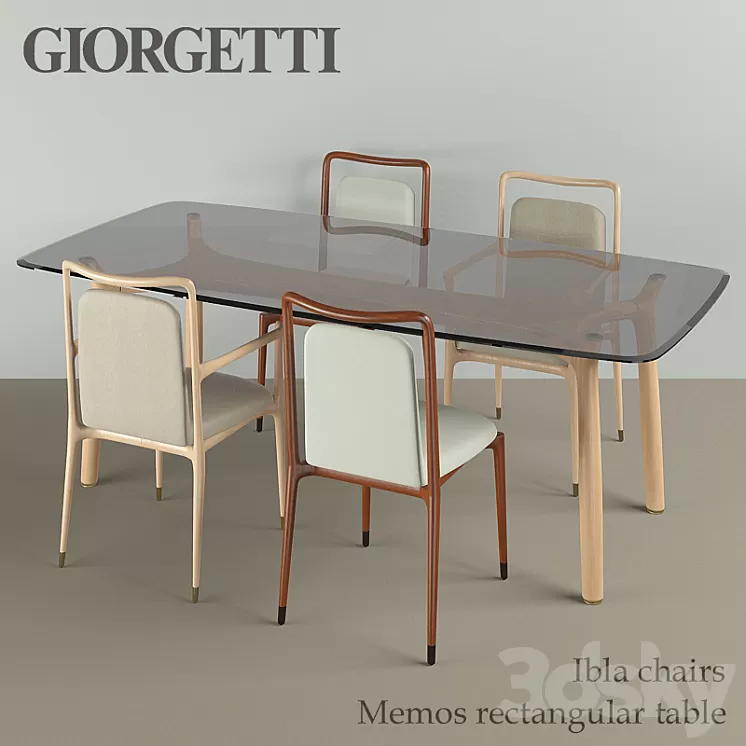 Giorgetti ibla chairs & memos rectangular table 3D Model Giorgetti ibla chairs & memos rectangular table 3D Model