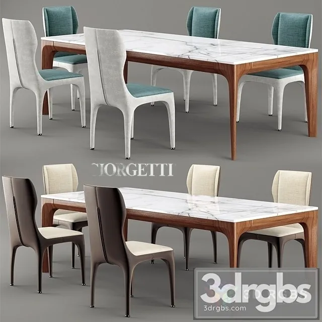 Giorgetti Tiche Dining Chair and Table 3D Model Download