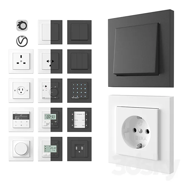 Gira E2 normal installation 3D Model Gira E2 normal installation 3D Model