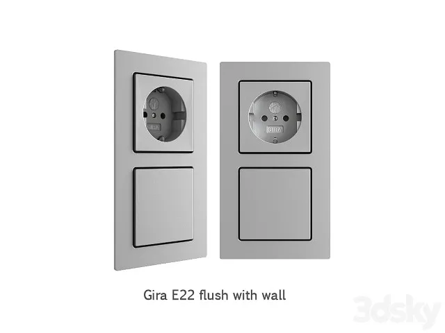 Gira E22 Flush With Wall 3D Model Download