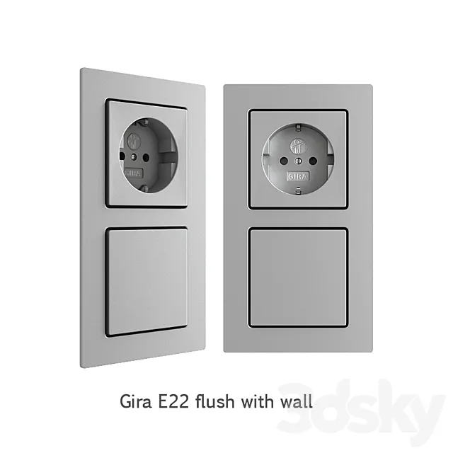Gira E22 flush with wall 3D Model Gira E22 flush with wall 3D Model