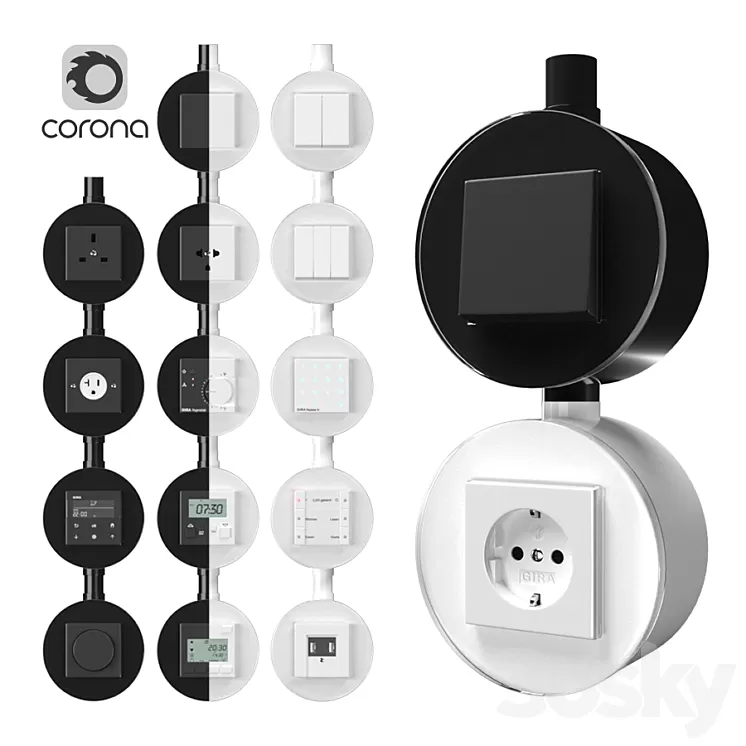 Gira Studio surface-mounted 3D Model