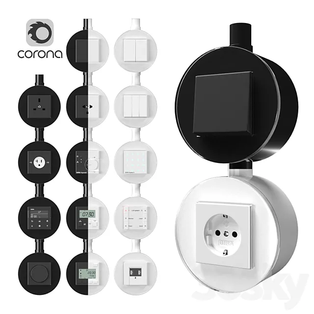 Gira Studio surface-mounted 3DModel