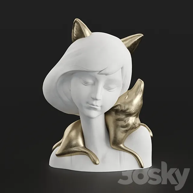 Girl and fox 3DModel Girl and fox 3DModel
